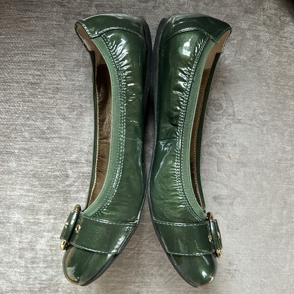 Dark Green Patent Flats with Gold Buckle - Picture 8 of 9